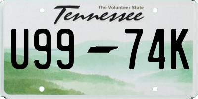 TN license plate U9974K