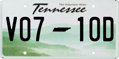 TN license plate V0710D