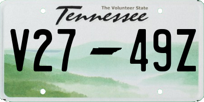 TN license plate V2749Z