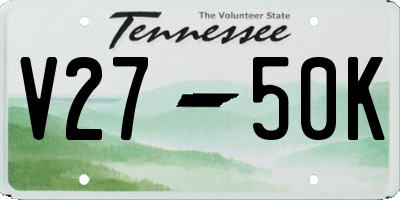 TN license plate V2750K