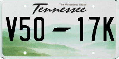 TN license plate V5017K