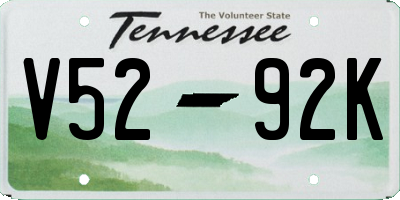 TN license plate V5292K