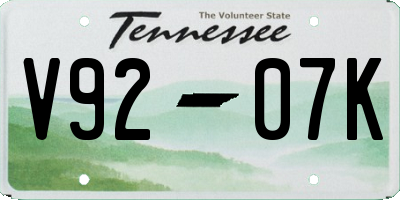 TN license plate V9207K