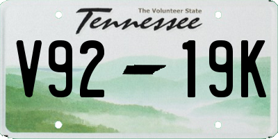 TN license plate V9219K