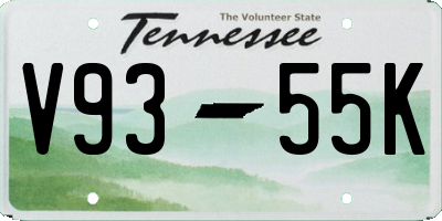 TN license plate V9355K