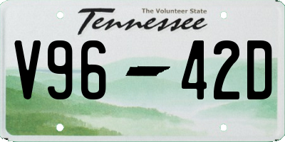 TN license plate V9642D