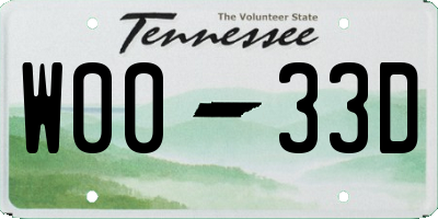 TN license plate W0033D