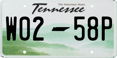 TN license plate W0258P