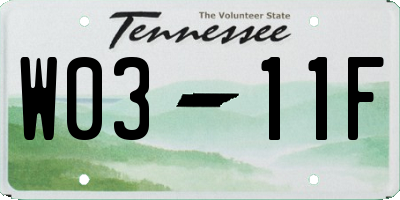 TN license plate W0311F