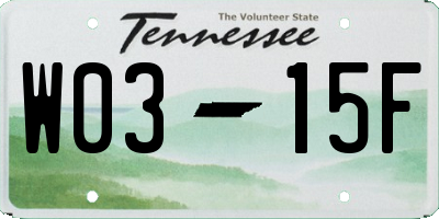 TN license plate W0315F