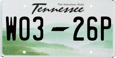 TN license plate W0326P