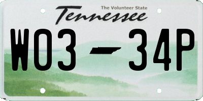 TN license plate W0334P