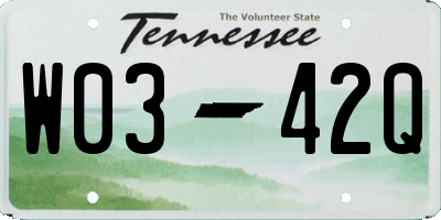 TN license plate W0342Q