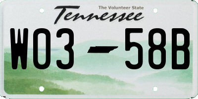 TN license plate W0358B