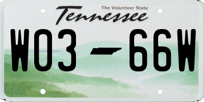 TN license plate W0366W