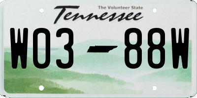 TN license plate W0388W