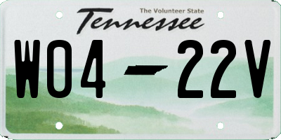 TN license plate W0422V