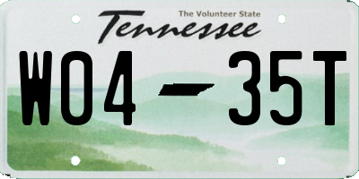 TN license plate W0435T