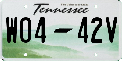 TN license plate W0442V