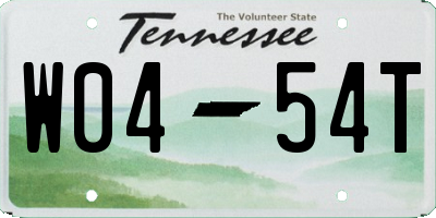 TN license plate W0454T