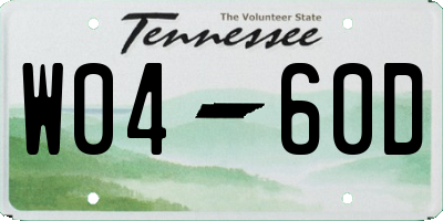 TN license plate W0460D