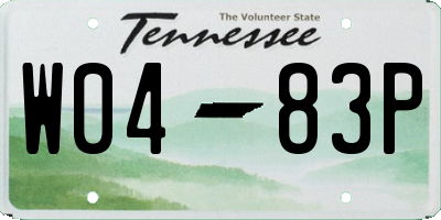 TN license plate W0483P