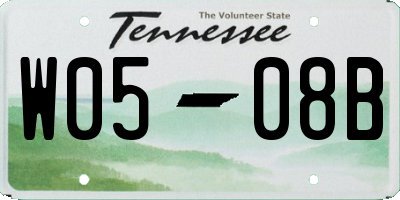 TN license plate W0508B