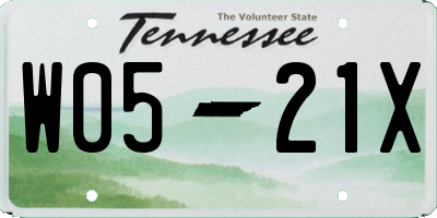 TN license plate W0521X