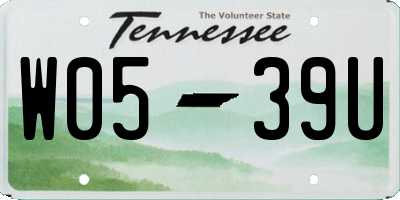 TN license plate W0539U