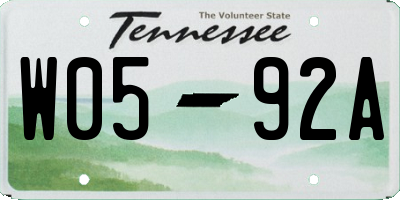 TN license plate W0592A