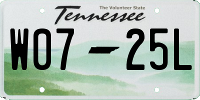 TN license plate W0725L