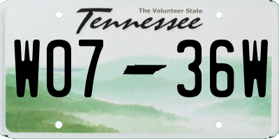 TN license plate W0736W