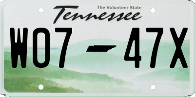 TN license plate W0747X