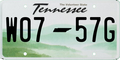 TN license plate W0757G