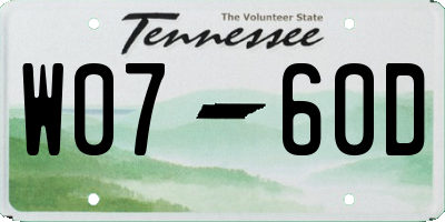 TN license plate W0760D