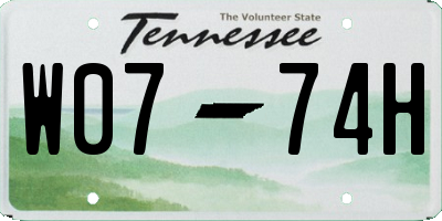 TN license plate W0774H