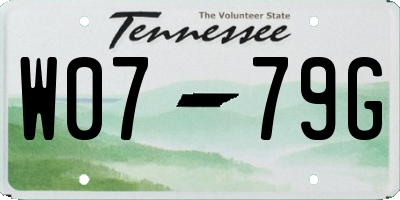 TN license plate W0779G