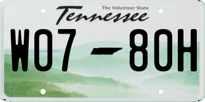 TN license plate W0780H