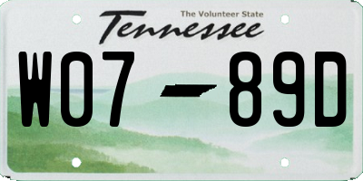 TN license plate W0789D
