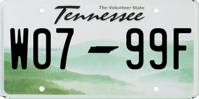 TN license plate W0799F