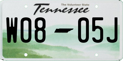 TN license plate W0805J