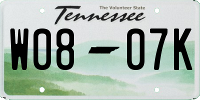 TN license plate W0807K