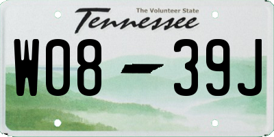 TN license plate W0839J