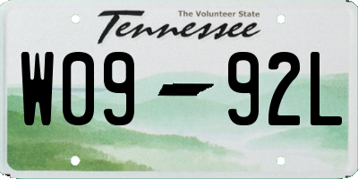 TN license plate W0992L