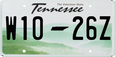 TN license plate W1026Z
