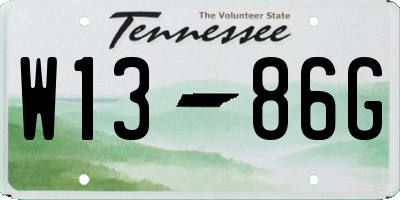 TN license plate W1386G