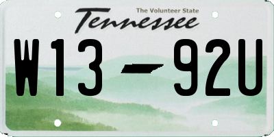 TN license plate W1392U