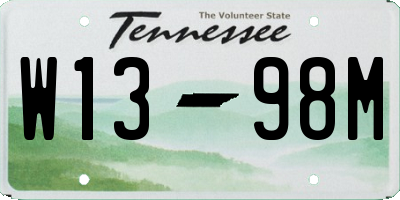 TN license plate W1398M