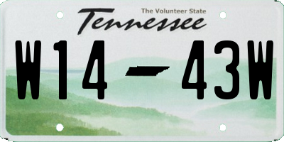 TN license plate W1443W