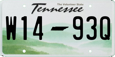 TN license plate W1493Q